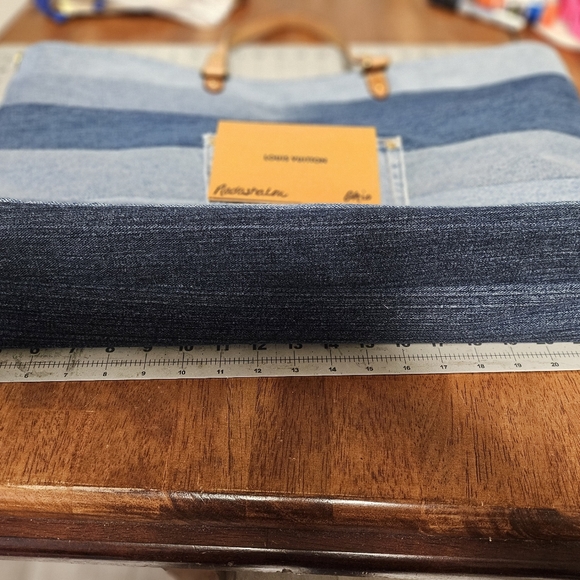 ❌️Sold❌️Repurposed Upcycled XL Denim Tote bag made with authentic LV straps etc. - Picture 5 of 15